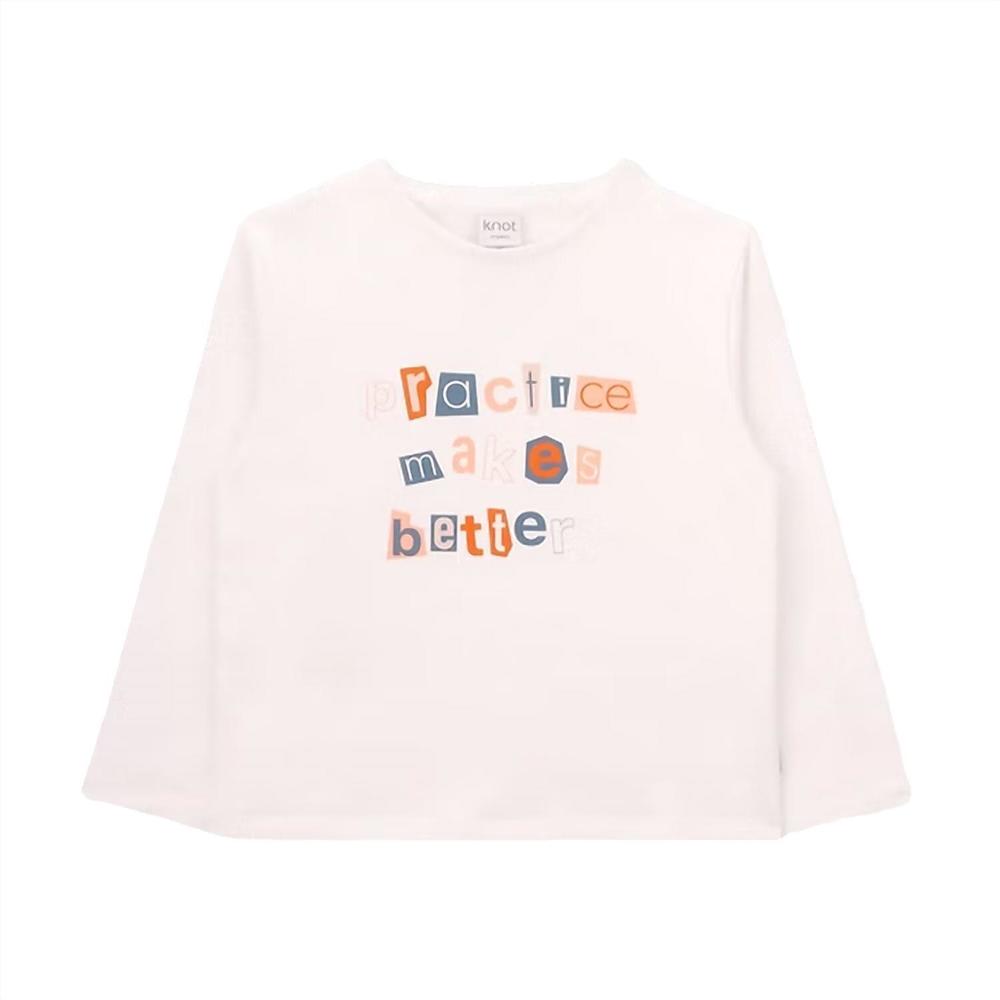 NEW KNOT girls friendly long sleeve t-shirt in white